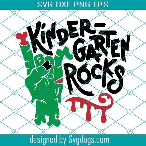 Kindergarten Rocks Svg, School Halloween Theme Zombie Rock Hand Svg, School Svg
