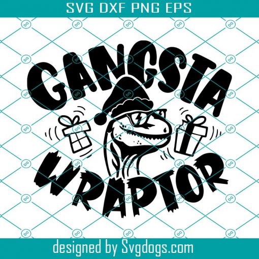 Gangsta Wraptor Svg, Wrapper Funny Dinosaur Svg, Christmas Gift Wrapping Svg