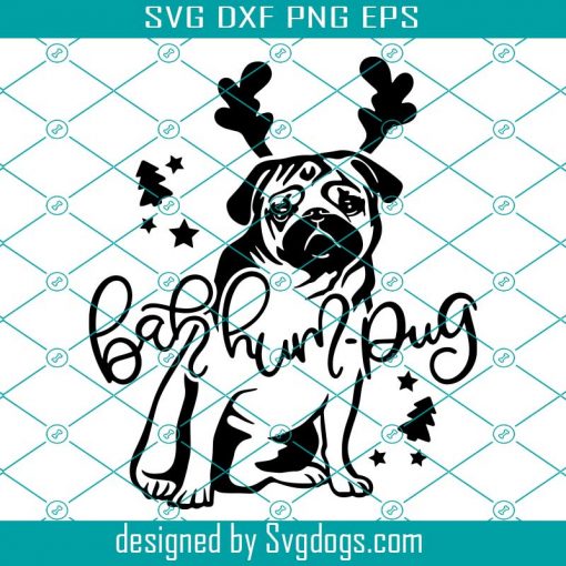 Bah Hum-Pug Svg, Cute Pug Svg, Dog Pug Santa Christmas Svg, Dog Svg