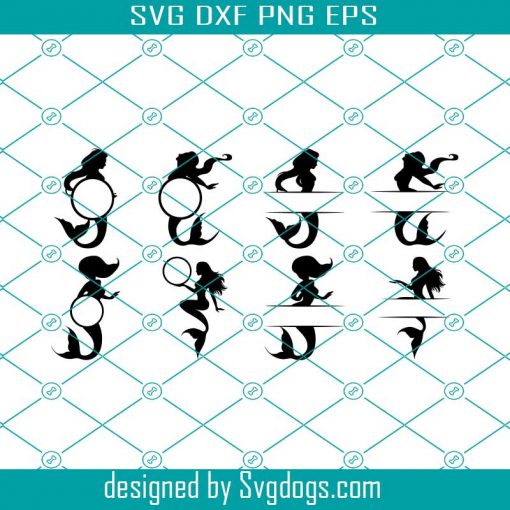 Mermaid Monogram Frames Svg, Mermaid Svg, Monogram Frame Svg, Little Mermaid Cutting Template Svg