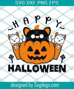 Happy Halloween Svg, Pumpkin Svg, Cat Svg, Halloween Svg