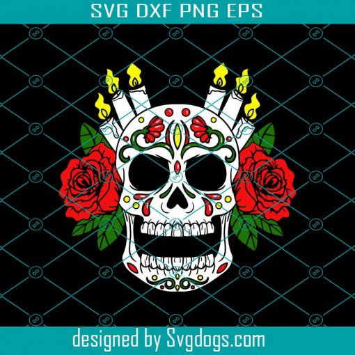 Sugar Skull Svg, Halloween Svg, Skull Svg, Flower Svg