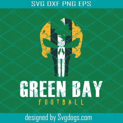 Green Bay Football Since 100 Seasons Distressed Skull Svg, Sport Svg, Skull Svg, Football Svg