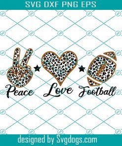 Peace Love Football Svg, Peace Love Footbal Leopard American Football Svg, Sport Svg