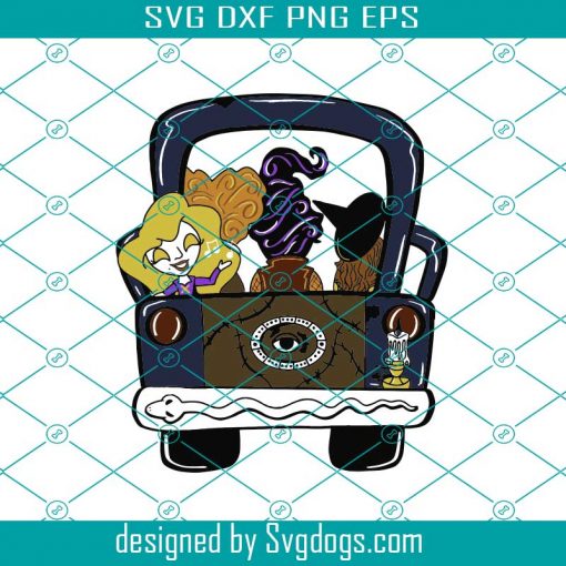 Witches Truck Svg, Witch Truck Door Hanger Template Svg, Halloween Truck Svg, Door Hanger Template Svg, Halloween Svg