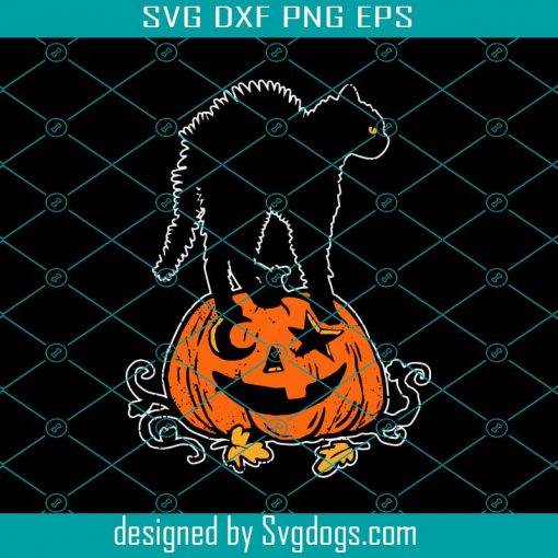 Halloween Pumpkin Black Cat Svg, Halloween Svg, Cat Svg, Pumpkin Svg