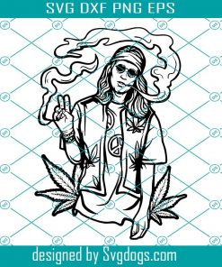 Hippie Dude Svg, Smoking Cannabis Joint Svg, 420 Weed Peace Love High Chill Groovy Svg