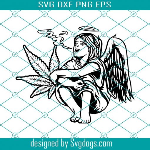 Cannabis Angel Svg, Smoking Marijuana Joint Svg, Smoke Weed Svg