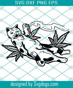 Cat Smoking Cannabis Svg, Stoner Animal Svg, Smoke Marijuana Svg