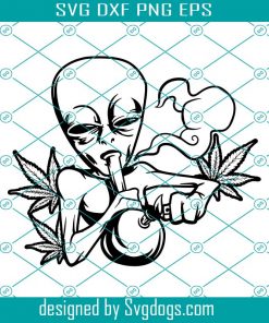 Alien Smoking Weed Svg, Smoke Cannabis Joint Svg, Cannabis Svg