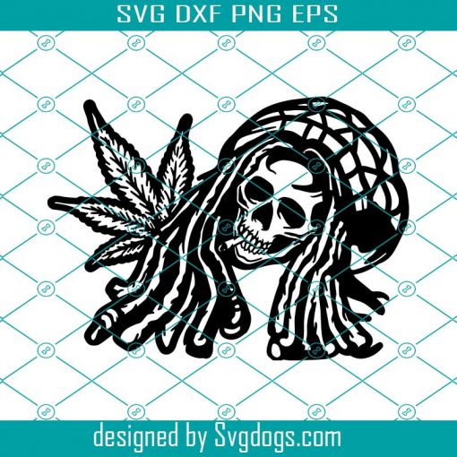 Rasta Skull Svg,  Blunt Joint Hash 420 Reggae Ganja Hemp Dope Pot High Stoned Svg