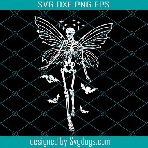 Skeleton Fairy Svg, Skull Svg, Skeleton Svg, Gothic Princess Svg, Tattoo Svg, Halloween Svg