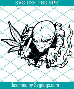 Stoner Alien Svg, Smoking Cannabis Joint Svg,  Weed Shirt Tee Wall Art Decal Svg