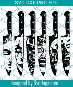 Horror Characters In Knives Svg, Victim In Knive Svg, Skull Svg, Skull In Knive Svg, Halloween Svg