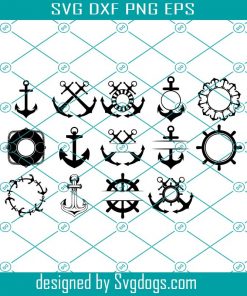 Anchor Monogram Frames Svg, Anchor Svg, Nautical Svg, Bow Anchors Svg
