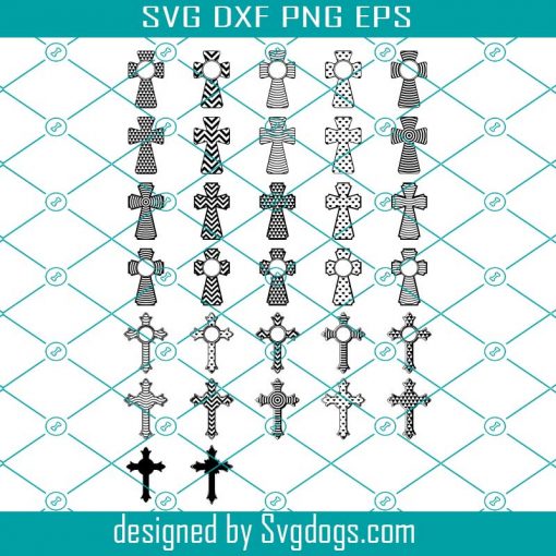 Christian Cross Monogram Frames Svg, Cross Svg, Filigree Cross Svg, Cross Monogram Svg, Christian Cross Svg