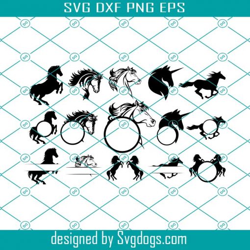 Horses Monogram Frames Svg, Horse Svg, Horse Split Monogram Svg, Horse Cut File Svg, Equestrian Svg, Horse Svg, Horse Graphics Svg