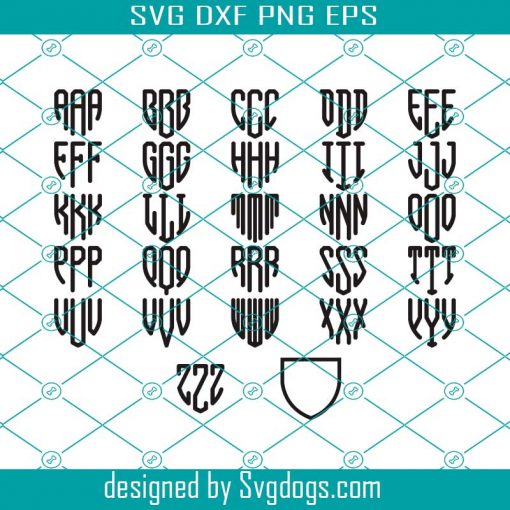 Shield Monogram Alphabet Letters Svg, Set Of Letters Shield Monogram Logo Font Svg, Alphabet Svg,Logo Font Svg