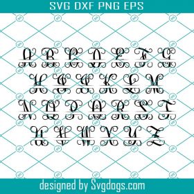 Split Vine Monogram Alphabet Letters Svg, Split Font Svg, Split ...