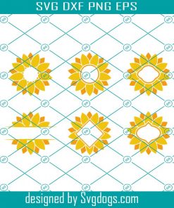 Sunflower Monogram Frames Svg, Sunflower Svg Bundle, Flower Svg