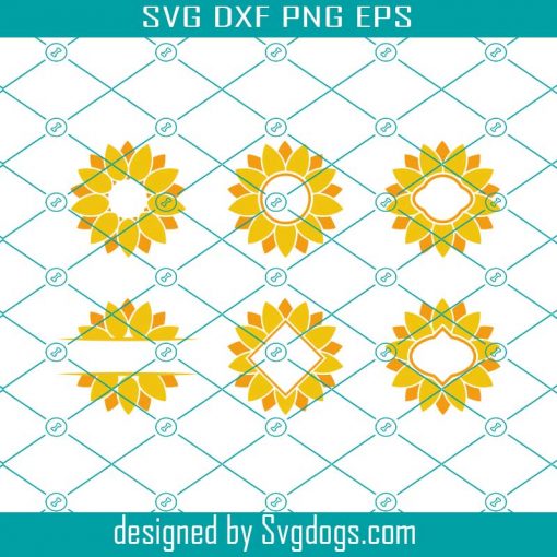 Sunflower Monogram Frames Svg, Sunflower Svg Bundle, Flower Svg