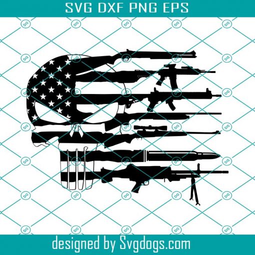 The Punisher Gun Flag Svg, Rifle Flag Svg , Guns Svg , 2nd Amendment Svg , Distressed Svg , Military Svg