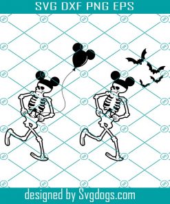 Skeleton Dance With Mickey Mouse Ear Svg, Miki Tikus Svg, Dancing Skeleton Svg, Mickey Mouse Halloween Printable Svg