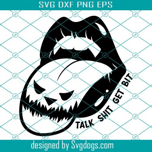 Talk Shit Get Bit Svg, Tongue Out Halloween Svg, Funny Vampire Svg