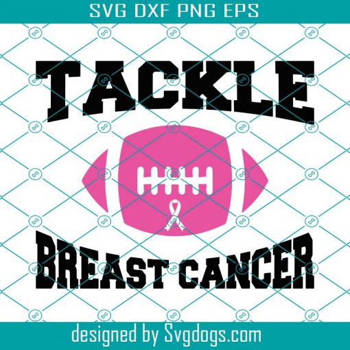 Tackle Breast Cancer Football Awareness Ribbon Svg, Sport Svg, Cutting Master Svg, Football Svg