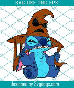 Stitch Harry potter SVG, Cartoon Character In Sorting Hat Svg, Halloween Svg