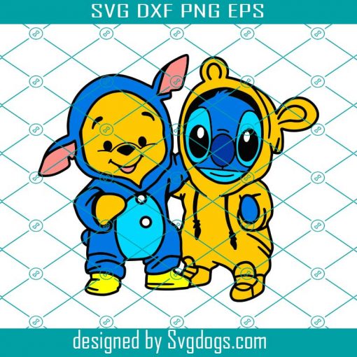 Cartoon Characters Friends Svg, Layered Svg, Stitch Cartoon Characters Friends Svg, Stitch And Bear Cute Svg