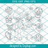 Sugar Skull Kids Svg, Cat Svg, Skull Svg, Sugar Skull Kids Stamps Commercial Use Svg, Dia De Los Muertos Svg, Day Of The Dead Svg