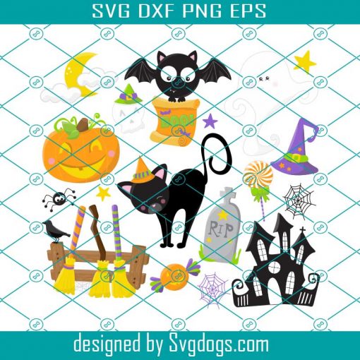 Halloween Bundle Svg, Cat Svg, Pumpkin Svg, Witch Svg