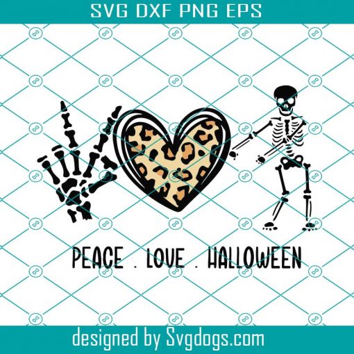 Peace Love Halloween Svg, Skeleton Peace Sign Svg, Skeleton Peace Hand Svg