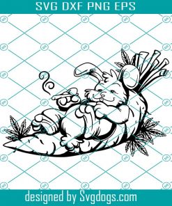 Bunny Smoking Cannabis Svg,  Stoner Rabbit Svg, Smoke Marijuana Bunny Svg