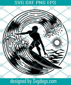 Surfer Svg, Surfer And Big Wave Svg, Surfer Svg