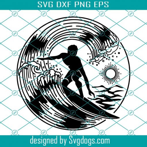 Surfer Svg, Surfer And Big Wave Svg, Surfer Svg