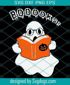Funny Ghost Halloween Reading Books And Pumpkin Svg, Books Svg, Halloween Svg, Ghost Svg