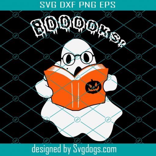 Funny Ghost Halloween Reading Books And Pumpkin Svg,  Books Svg, Halloween Svg, Ghost Svg