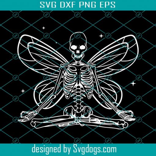 Fairycore Aesthetic Fairy Skeleton Yoga Meditation Svg, Halloween Svg, Skeleton Svg, Yoga Svg