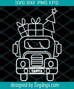 Outline White Christmas Truck Front View Svg, Christmas Tree Truck Svg, Christmas Svg