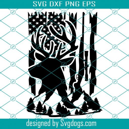 US Deer Svg, US Deer Hunting Svg, Mountain Deer Trees Svg, Mountain Svg, Deer Mountain Logo Svg