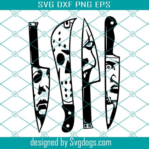 Horror Movie Characters In Knives Svg, Horror Movie Svg, Halloween Svg, 13th Svg