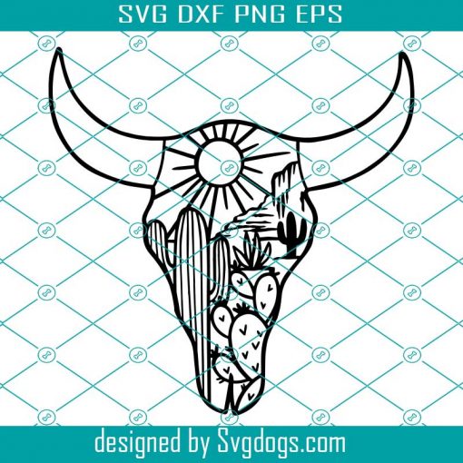 Cow Skull Desert Svg, Cow Skull Cactus Svg, Cow Skull Svg, Cow Skull Desert Svg, Southwest Svg, Boho Svg