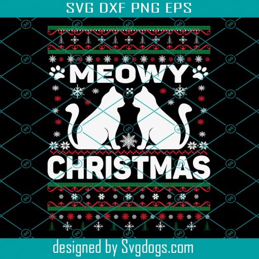 Meowy Christmas Ugly Sweater Svg, Meowy Christmas Svg, Christmas Svg, Cat Svg