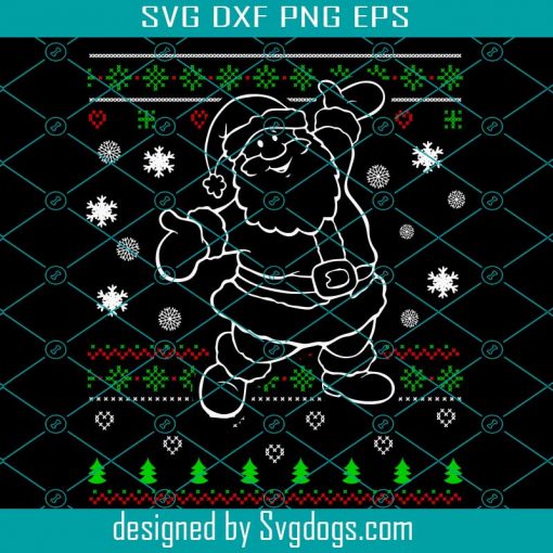 Santa With Svg, Ugly Christmas Pattern Svg, Christmas Svg