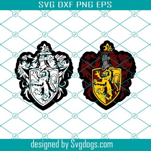 High Detail Lion Uniform Emblem Svg, Gryffindor Svg, Gryffindor Crest Outline Svg, Harry Potter House Crest Svg