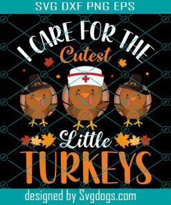 I Care For The Cutest Little Turkey Svg, Thanksgiving Svg, Turkey Svg, Nurse Svg