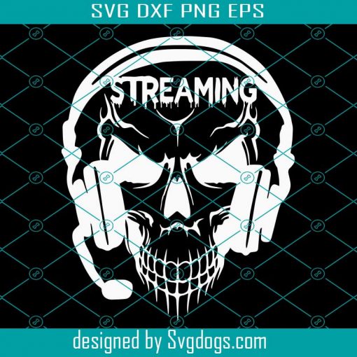 Gamer Streaming Skull Wearing Headset Svg, Game Svg, Skull Svg