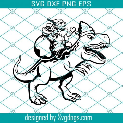 Santa Dinosaur Sleigh Ride Svg, Christmas Svg, Boy Christmas T-Rex Svg, Tyrannosaurus Rex Svg